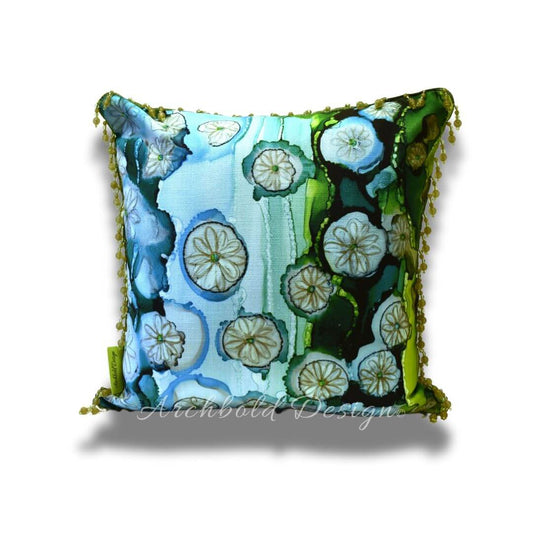 Aqua & green abstract Cushion