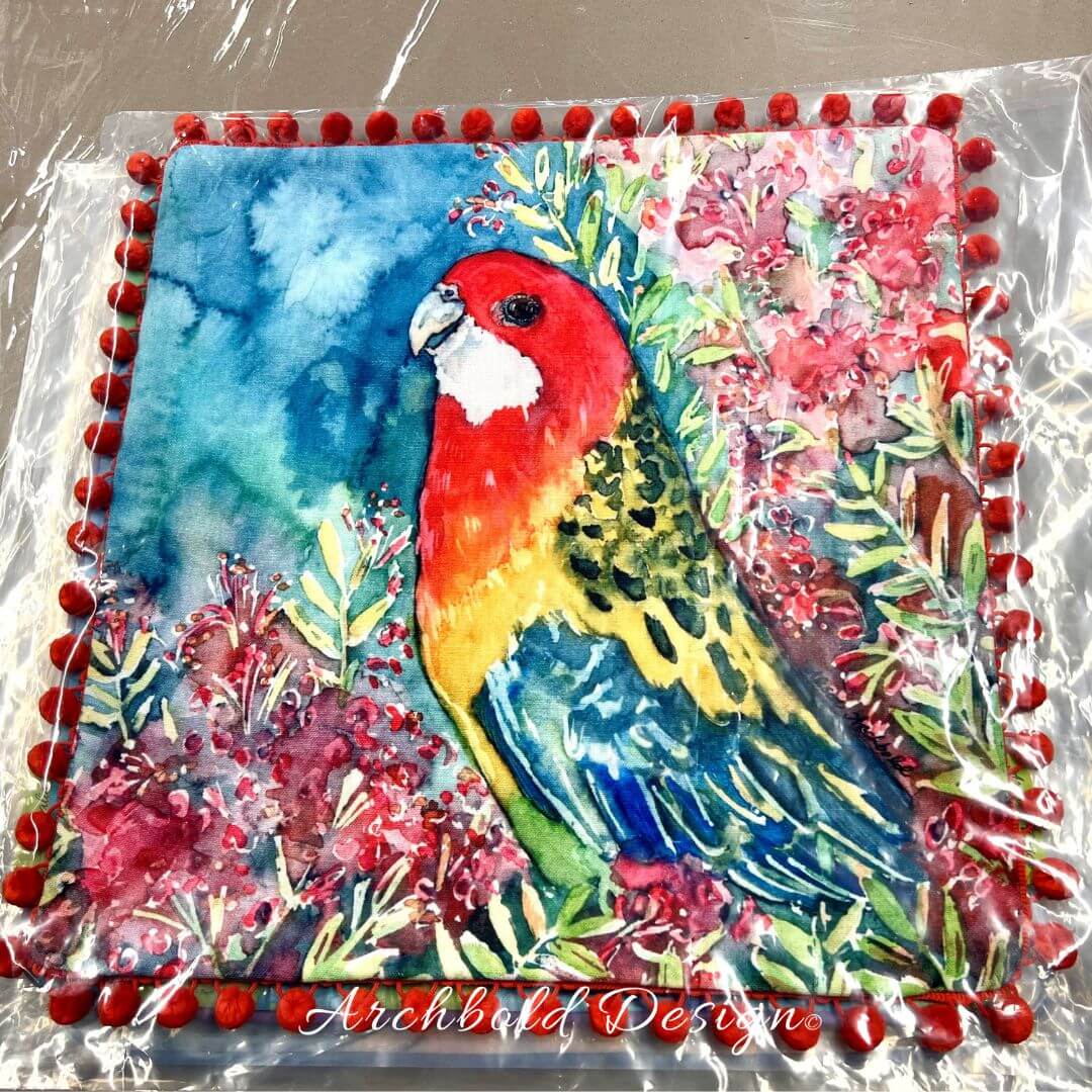 Eastern Rosella & bottlebrush Cushion