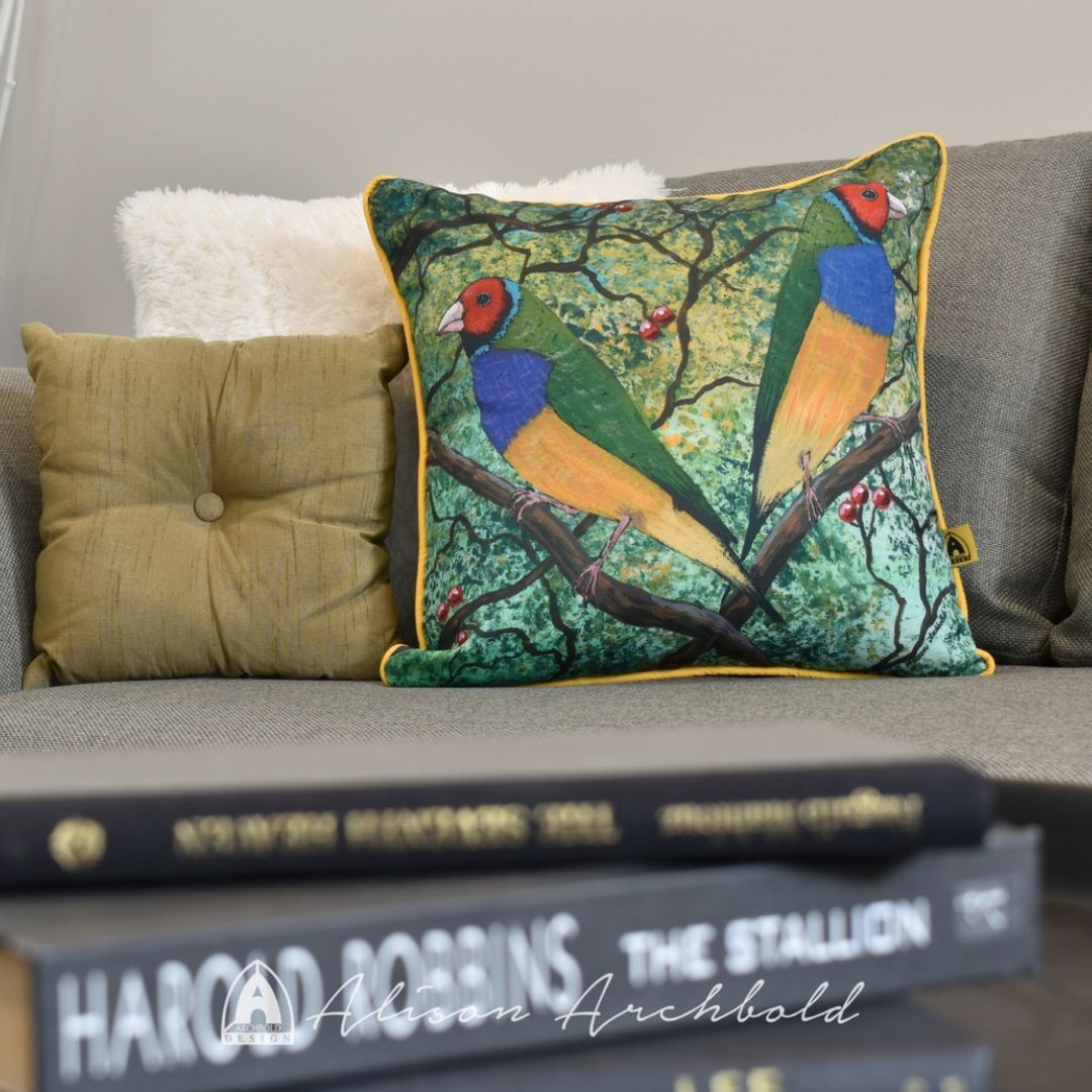 Gouldian finches Cushion