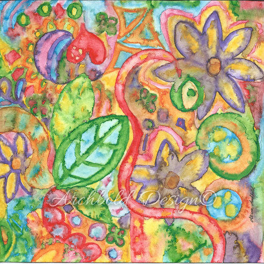 Greeting Card Abstract Leaf Flower Archbold Design