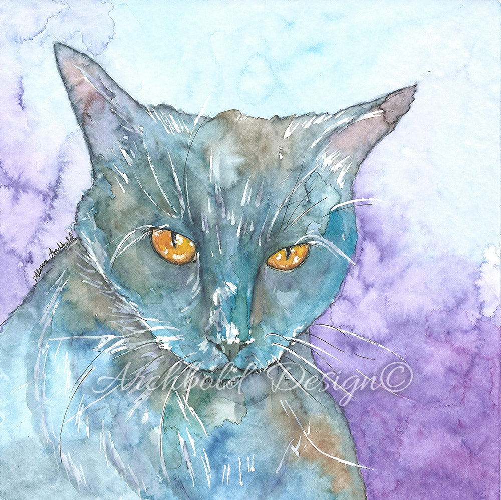 Greeting Card Cat Fluffy Archbold Design