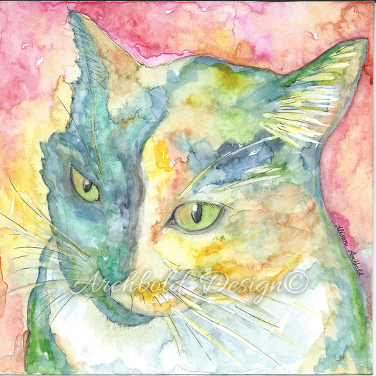 Greeting Card Cat Moosh Archbold Design