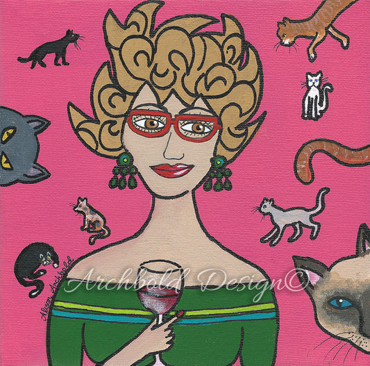 Greeting Card Women & Wine Denise Archbold Design