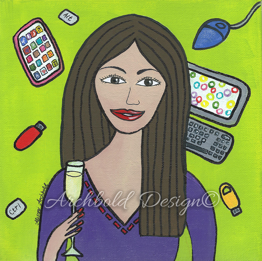 Greeting Card Women & Wine Mandy Archbold Design