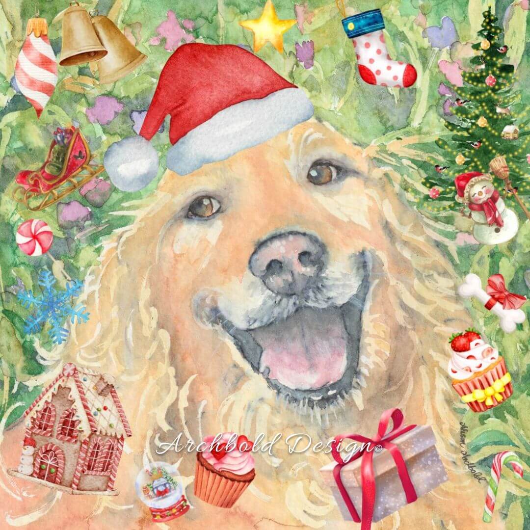 Crazy Christmas Retriever Card