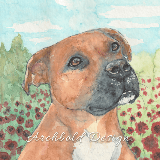 Greeting Card Dog Staffy Jolly