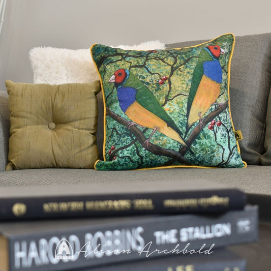 Gouldian finches Cushion