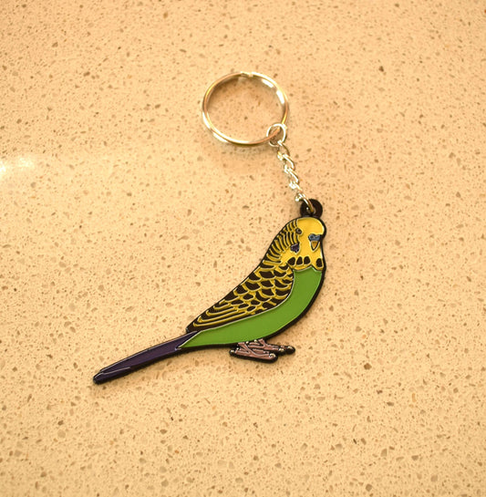 Budgie Key Ring Yellow Face Green