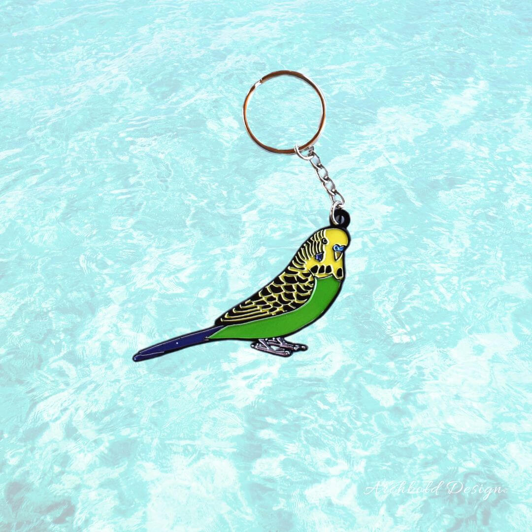 Budgie Key Ring Yellow Face Green