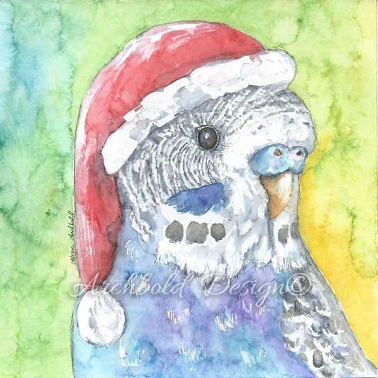 Christmas Greeting Card Budgie Archbold Design