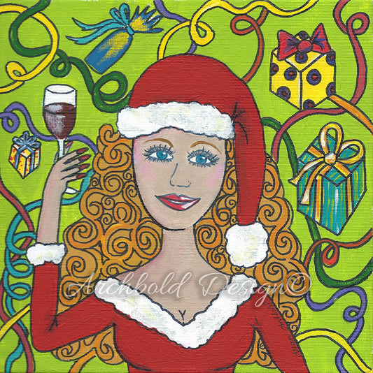 Christmas Greeting Card Women & Wine Archbold Design