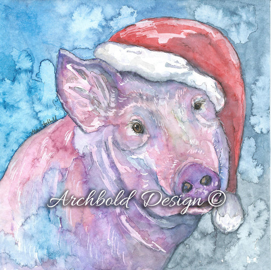 Christmas Greeting card Pig Archbold Design