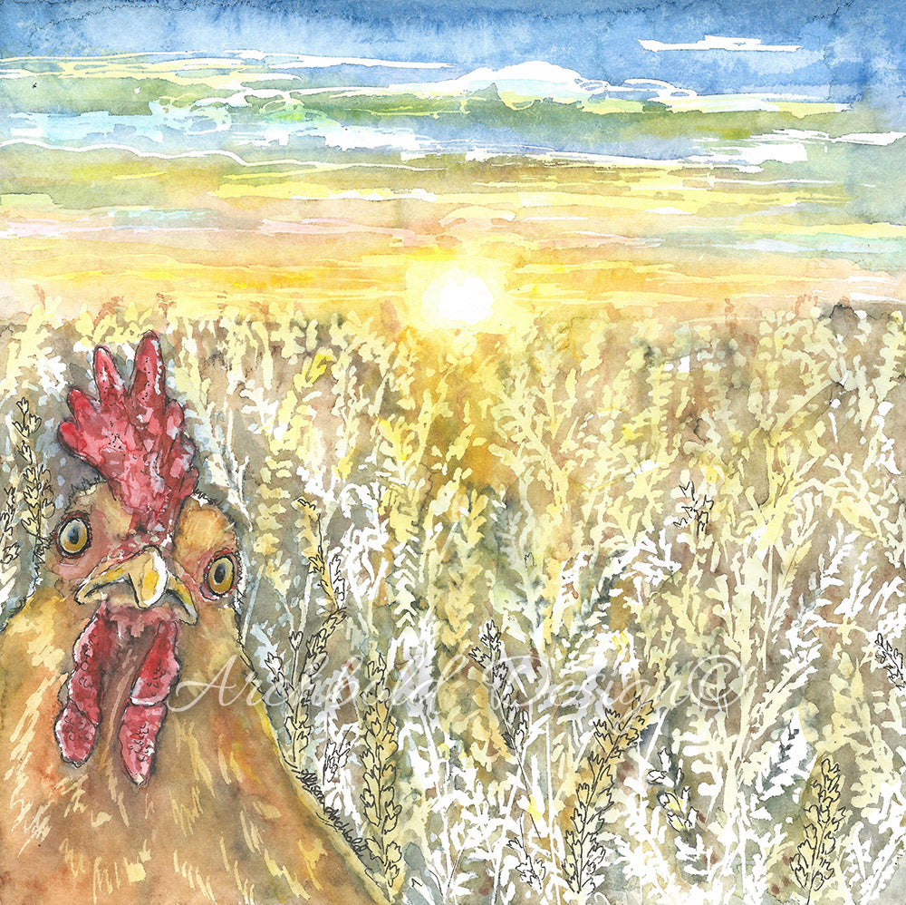 Greeting Card Animal Selfie Chicken Wheat Archbold Design