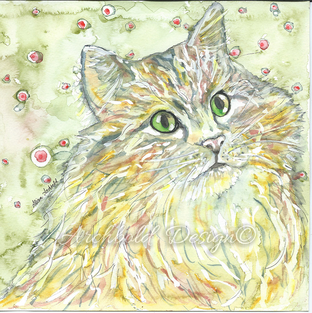Greeting Card Cat Gulliver Archbold Design