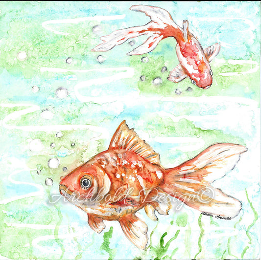 Greeting Card Garden Fish Pond Archbold Design
