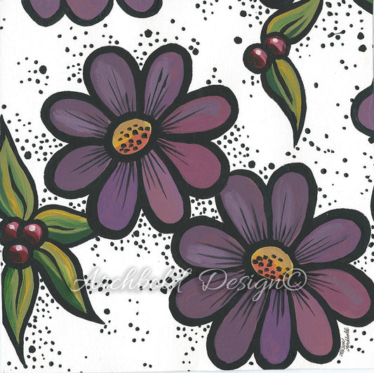 Greeting Card Garden Purple Daisy Flowers Archbold Design