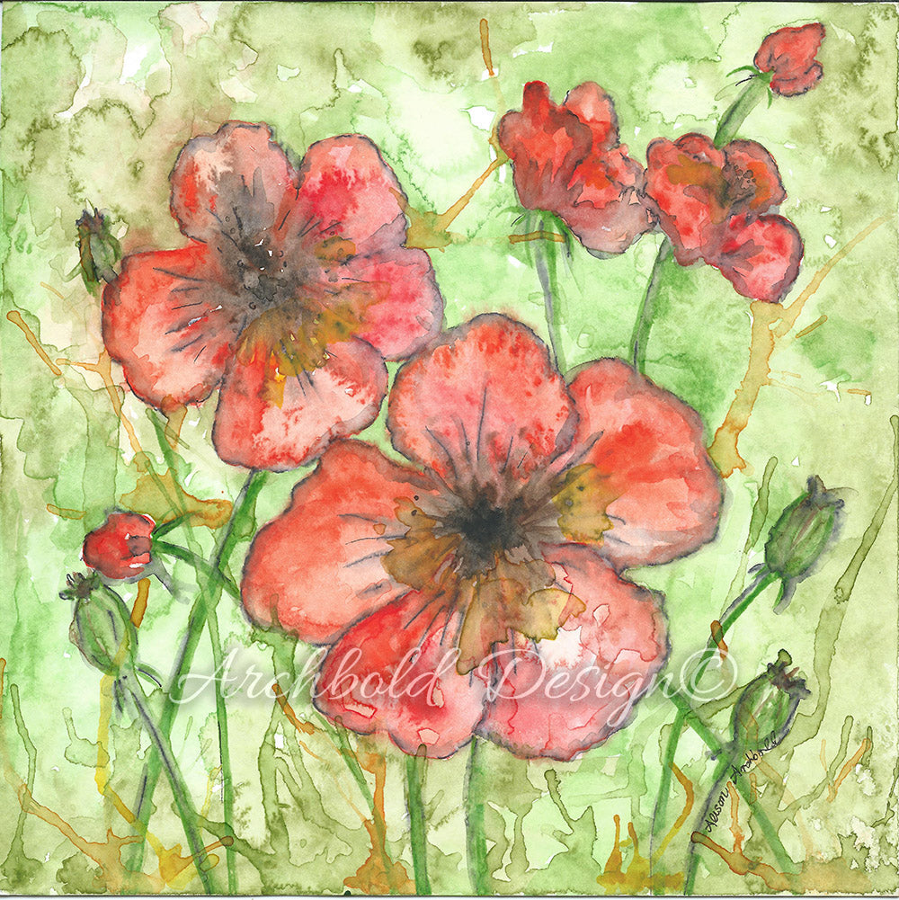 Greeting Card Garden Red Poppies Archbold Design