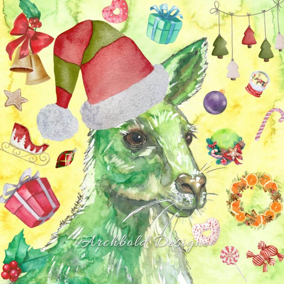 Crazy Christmas Kangaroo Greeting Card