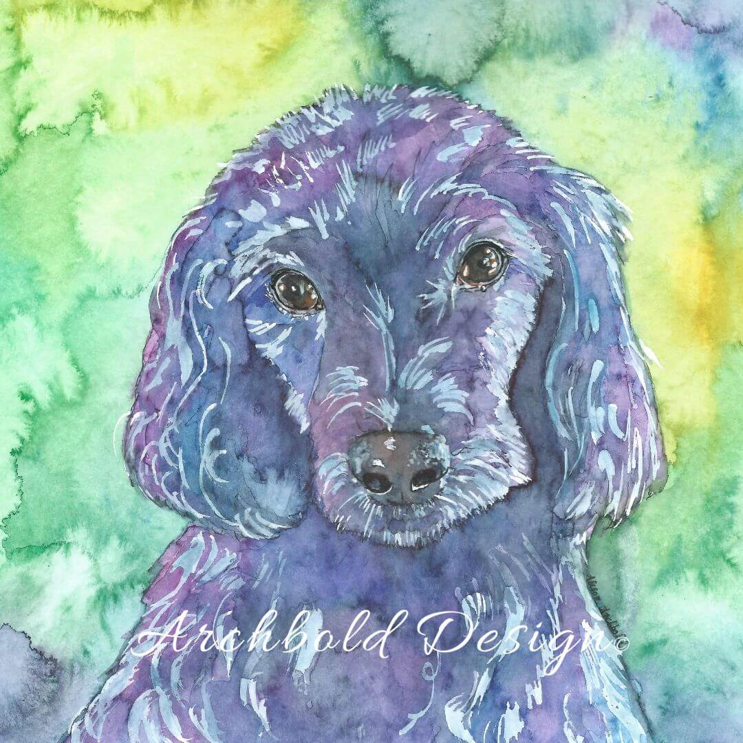 Greeting Card Dog Black Cavoodle Razz